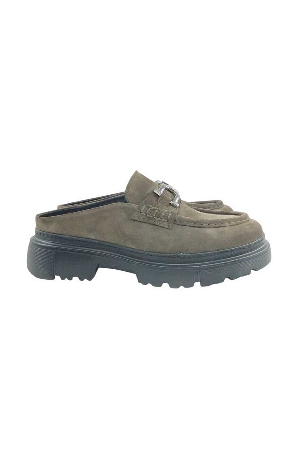 Oneka Shoes-130825 STT4321 شبشب سابو نسائي كاجوال بإبزيم من جلد الغزال الأخضر 1