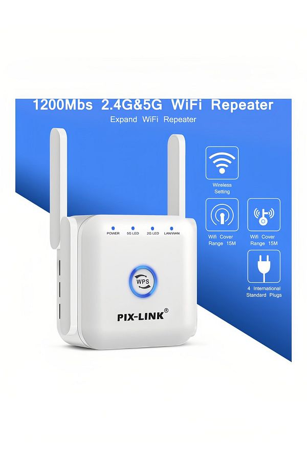 COOYA-1200Mbps WiFi Repeater,2500ft and 4xHigh Gain External Antenna with 2x2dbi Antennas,360 Coverage 1