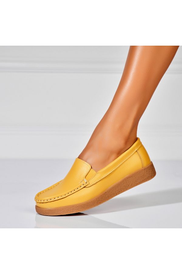 Joana-Women's Moccasins Natural Leather Yellow Dona 1