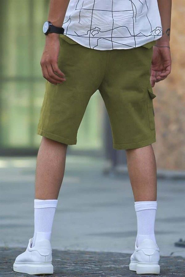 Madmext-Khaki Cargo Pocket Men's Capri Shorts 5737 1