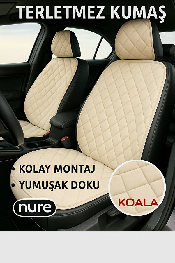 KoalaOtoTekstil Oto Koltuk Minder Seti Krem- Koltuk Koruma Kılıfı (ÖN & ARKA TAM SET)