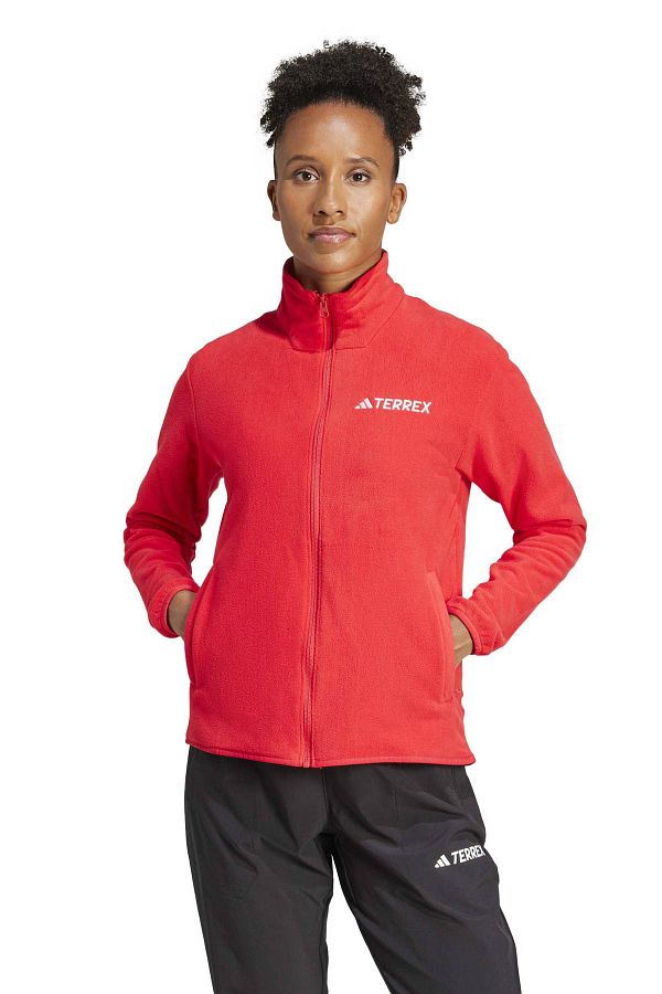 adidas-W Mt Ess Fz Fl Red Women's Fleece Sweatshirt 1