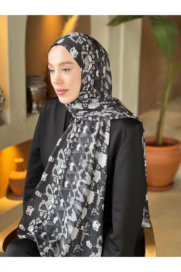 Modakaşmir-Abstract Zigzag Pattern Bamboo Shawl 1