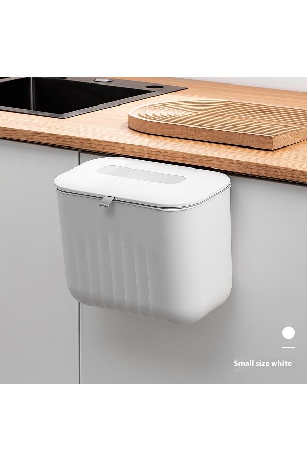 Choice-S-White Trash Bin Without Punching Silicone Handle with Lid Two-way Opening Lid Wall-mounted PP Pape 1