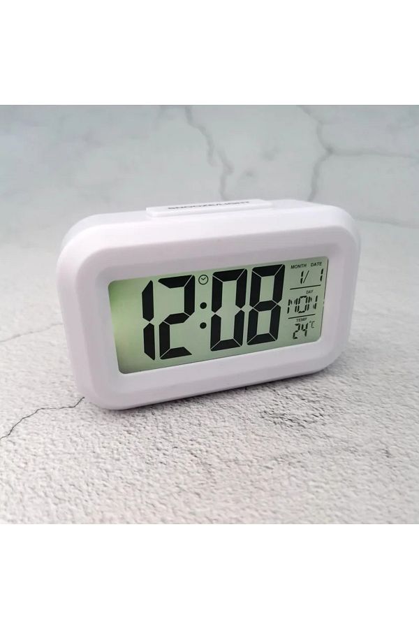 Choice-WHITE Battery Powered Mini Digital Alarm Clock Temperature Date Week Backlight Snooze Mute Table Clo 1