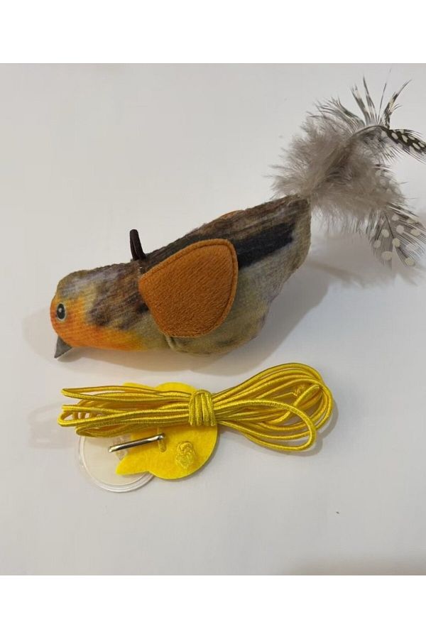 Choice-Gray Simulation Bird Interactive Cat Toys Sounding Birds Cat Chew Bite Plush Toy Interactive Birds T 1