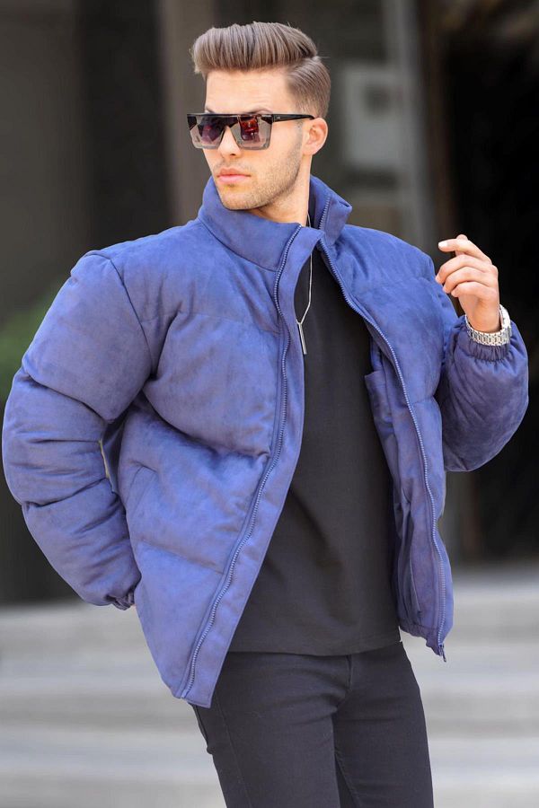 Madmext-Ανδρικό μπουφάν Navy Blue Nubuck 6802 1