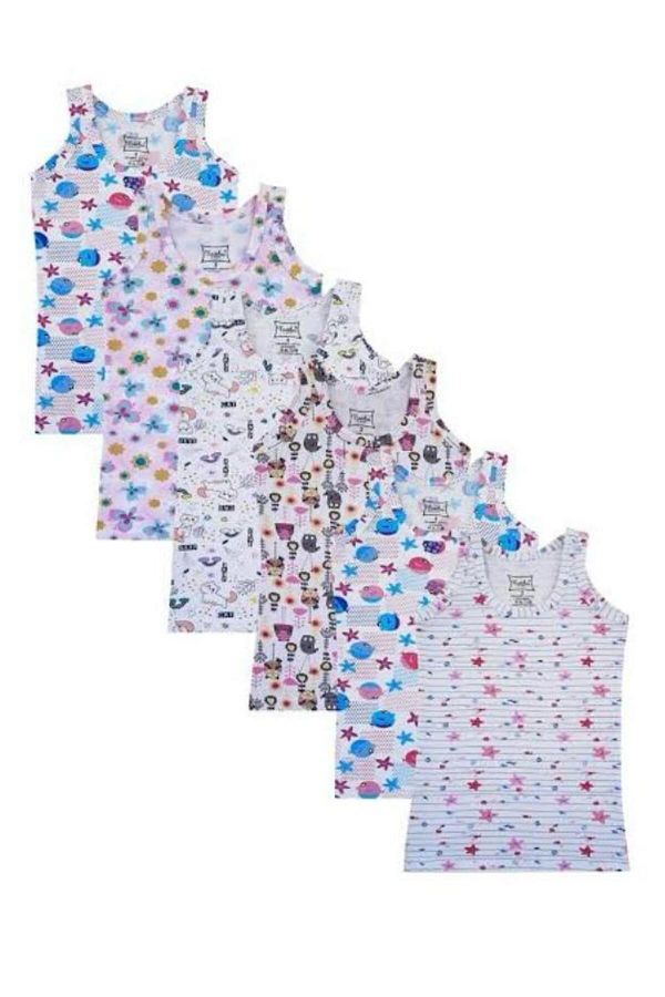 Tutku-Gi̇yfest Passion 6 Pack Girl's Tank Top with Thick Straps with Colorful Patterns (Mixed Patterns) 1