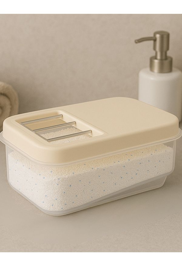 welcomein-5 Lt Detergent Storage Container with Label and Sliding Lid - Tablet Detergent Storage Box 1