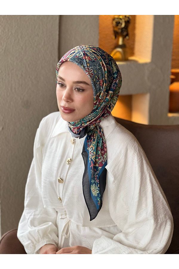 Modakaşmir-Flower Path Pattern Cotton Scarf 1