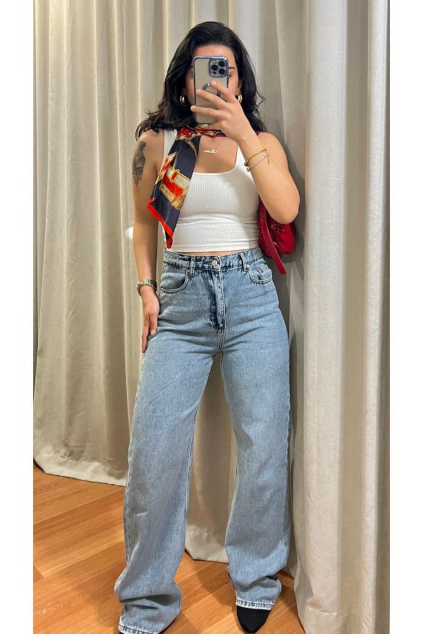 Butik-Blue High Waist Straight Jean 1