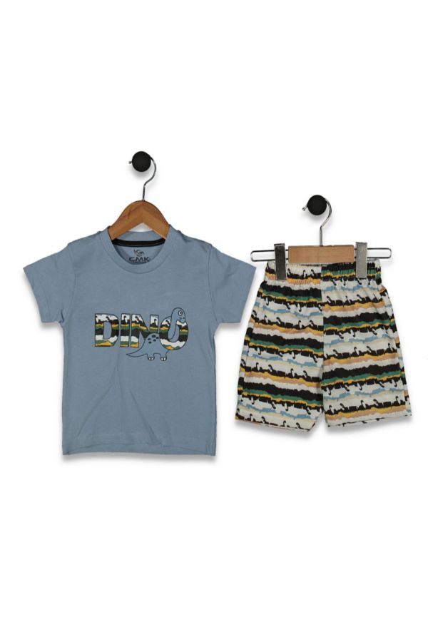 GH BABY-Boys 2-9 Years Dinosaur Print Shorts Set – Stylish and Comfortable for Casual and Summer Combination 1