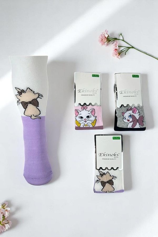 Ekinoks-Girl's Colorful Patterned Cotton Combed Pantyhose 1