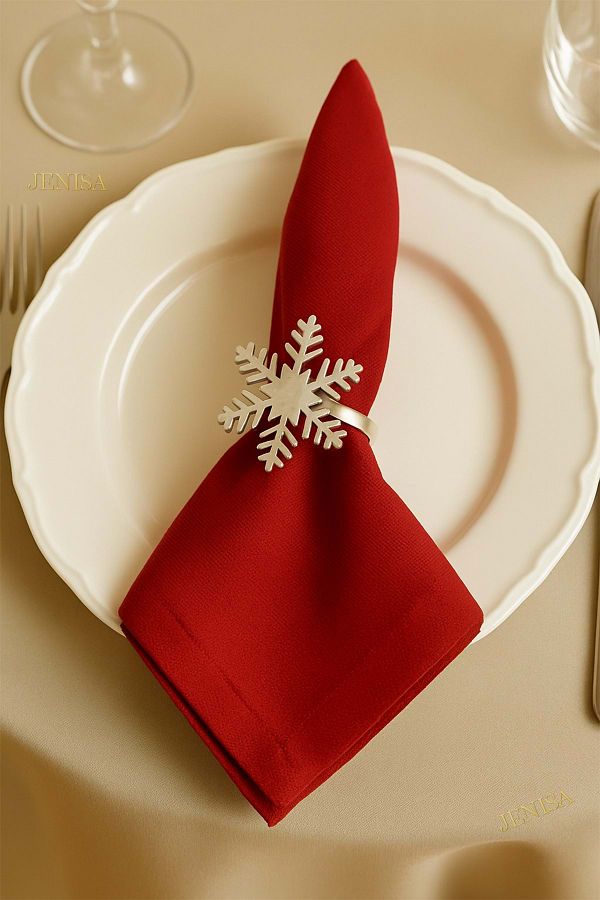 Jenisa-Snowflake Model Set of 6 Metal Napkin Holders – Stylish and Elegant Tableware Accessory 1