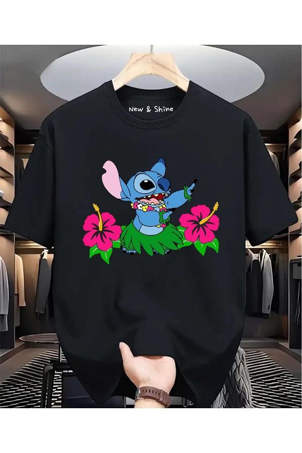 New Shine-Lilo and Stitch Printed Large Size Oversize T-Shirt 1