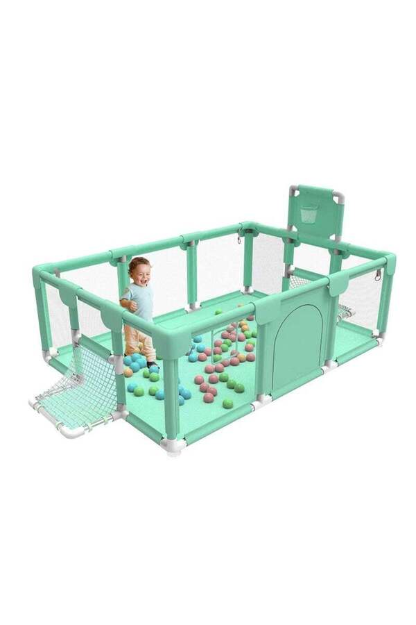 Yelajoy-Removable baby playpen,breathable mesh,safe and non-slip,360° wide angle,easy to install,green 1