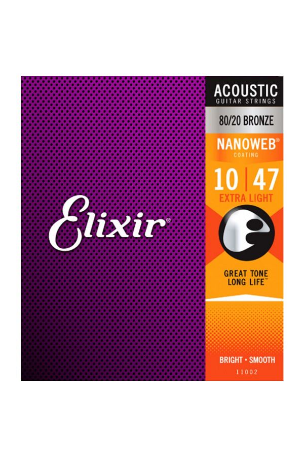Elixir-11002 Nanoweb Bronze Acoustic Guitar String - 80/20 Model, Anti 10-47 1