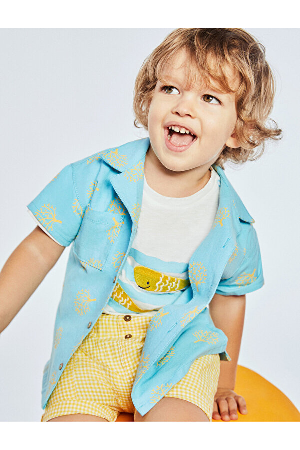Koton Erkek Bebek Sarı Desenli Gömlek 2SMB60047TW