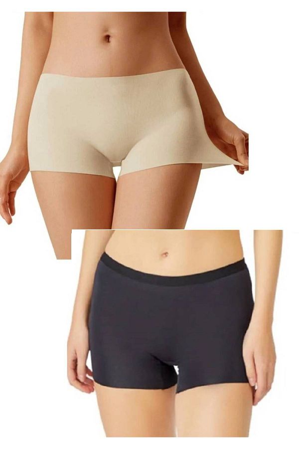 d'Weiner-Culoarea pielii pentru femei / Bej, fără sudură, tăiat cu laser, cu talie elastică, pachet de 2 1