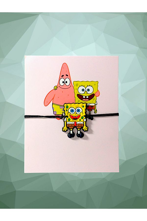 anonim-Spongebob Themed Adjustable Black String Bracelet with Special Card 1