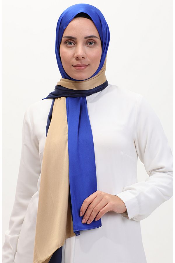 sefamerve-Şal Karaca Tricolor - Saks auriu bleumarin 81049-40 1