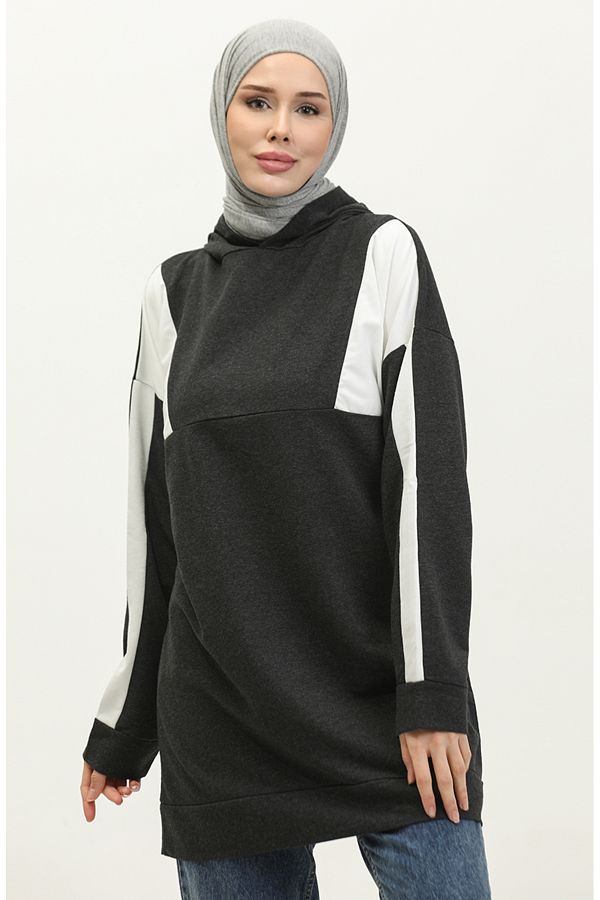 sefamerve-Anthracite Hooded Sweatshirt - 23080-02 1