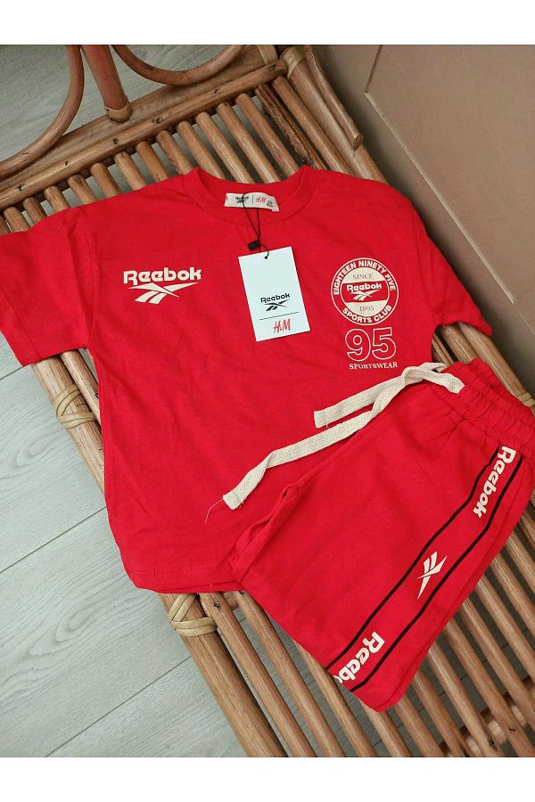 Karan Kids-New Season Boys Red Tracksuit T-Shirt Set 1