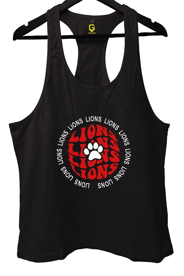 TOP GLORY-Lions Black Gym Fitness Tank Top Athlete Tank Top 1