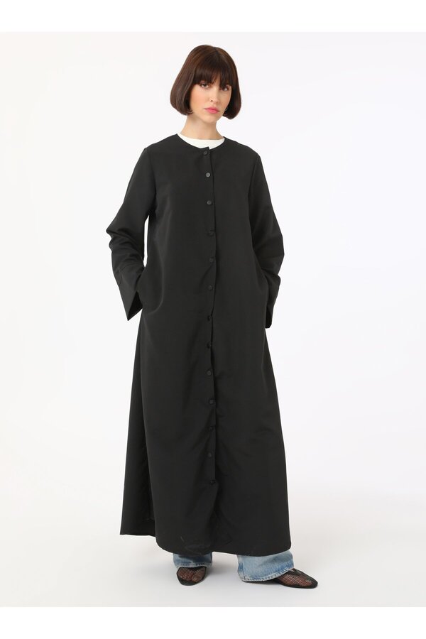 Refka-Snap Detailed Cap / Top Coat - Black - Refka 1