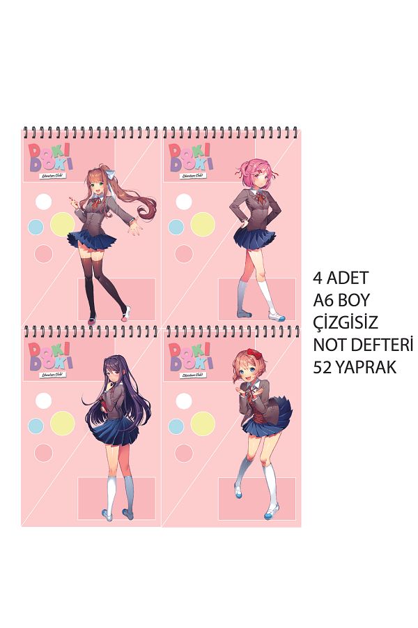 nihonwosekai-Doki Doki Anime A6 Size Notebook Set Unlined 52 Sheets 1