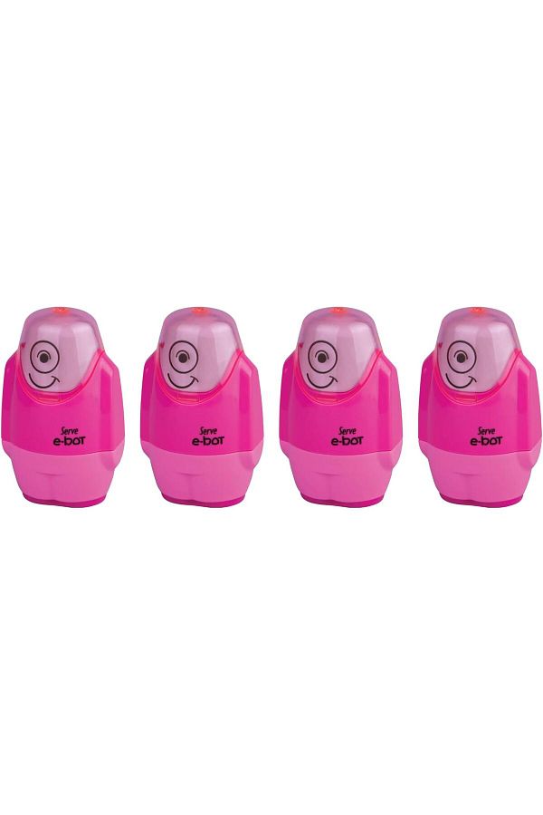 LUXE-E-Bot Pencil Sharpener with Eraser Highlighter Pink Set of 4 Lxshp 1055529 1