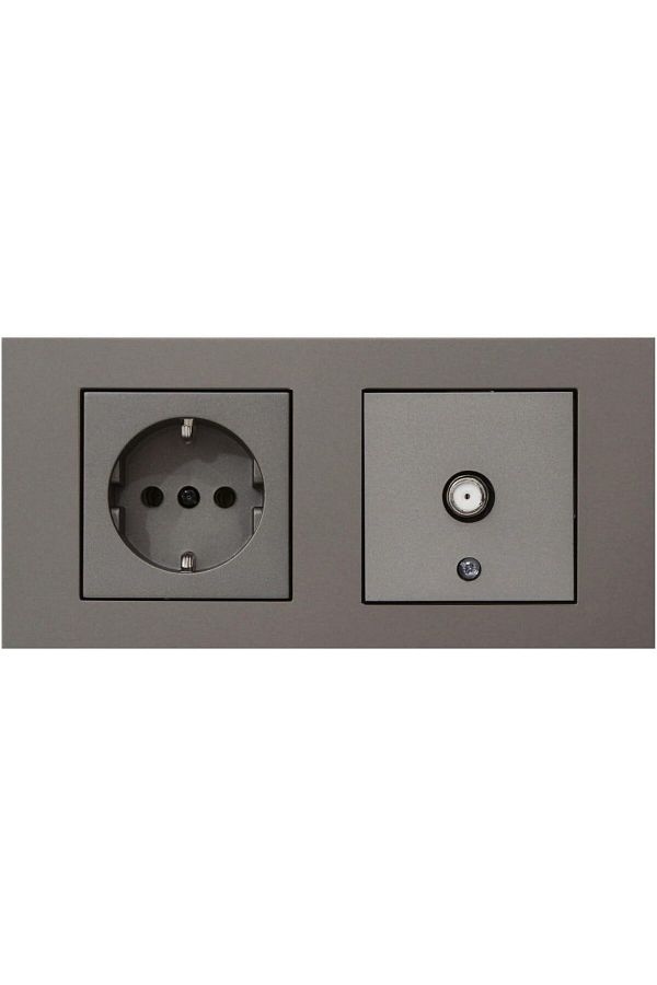 STOREMAX-Sbl Grano Anthracite Set of 2 Grounded Socket and F Connector Satellite Socket Set Sblshp 1064356 1