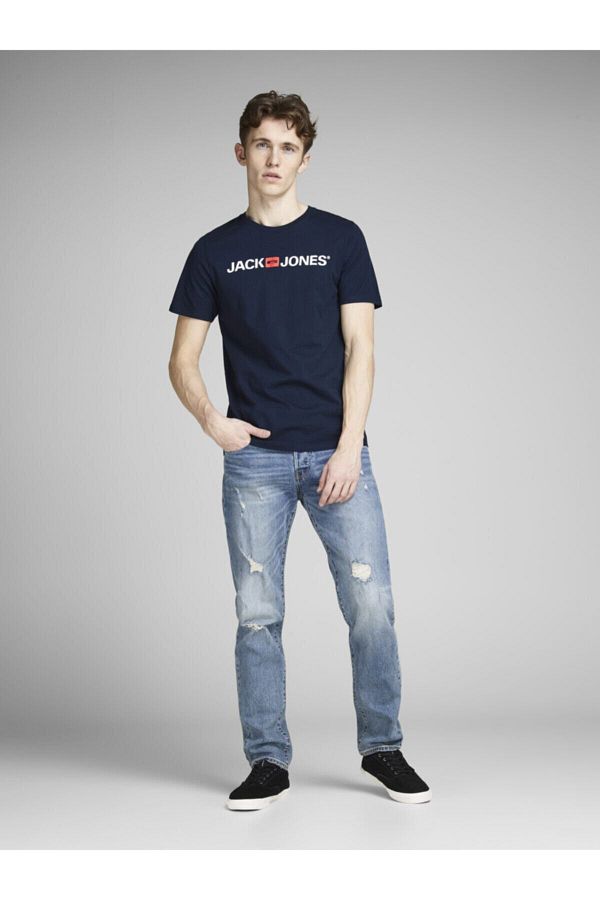 Jack & Jones-JJECORP LOGO TEE SS CREW ανδρικό μπλουζάκι Navy Blue 101069453 1