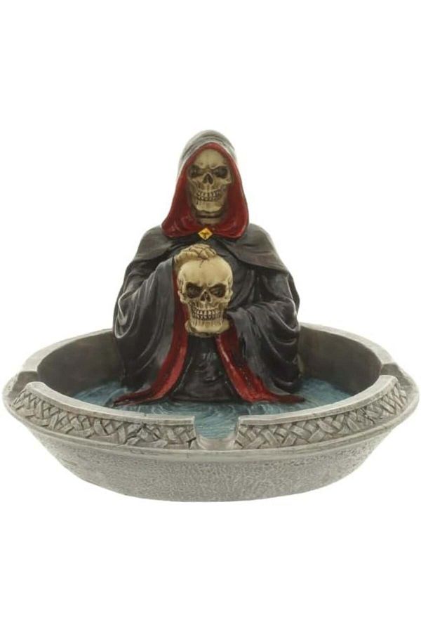 MIJOMA-ashtray, resin, gray/black/red, 10 x 9 x 9 cm 1