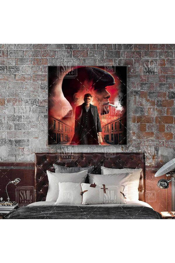 SML TABLO-Peaky Blinders Thomas Shelby as He Walked Banner Square Canvas Print 1