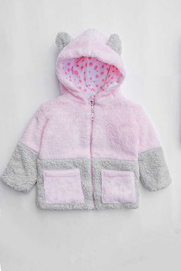 ipek atlas Kız Erkek Bebek Ve Çocuk Müslin Astarlı Ayıcıklı Peluş Mont