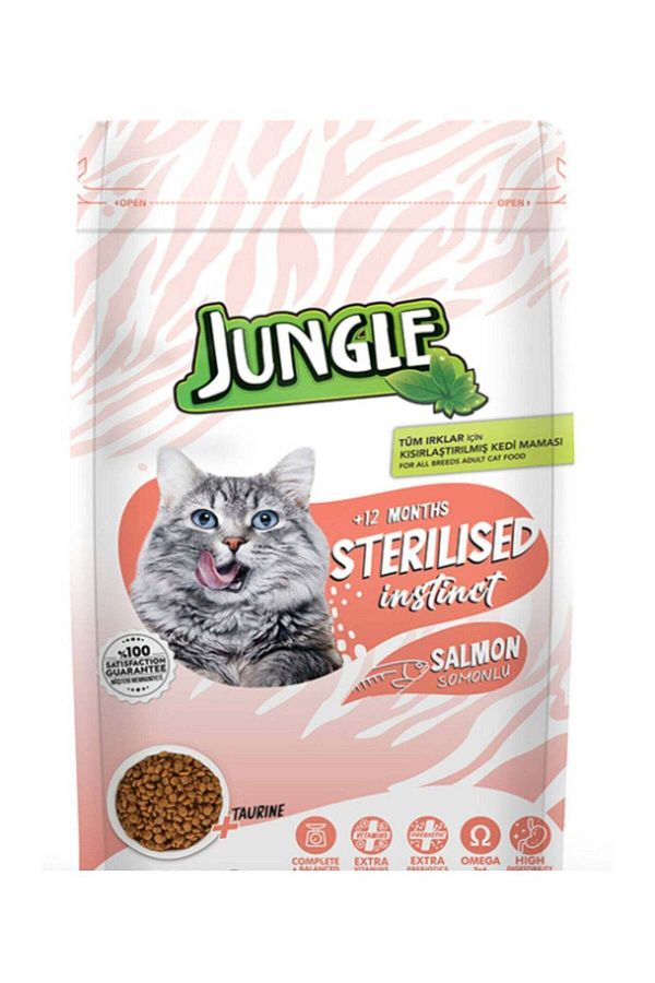 Jungle-Adult Dry Cat Food with Salmon, Vitamins and Taurine, 15KG 1