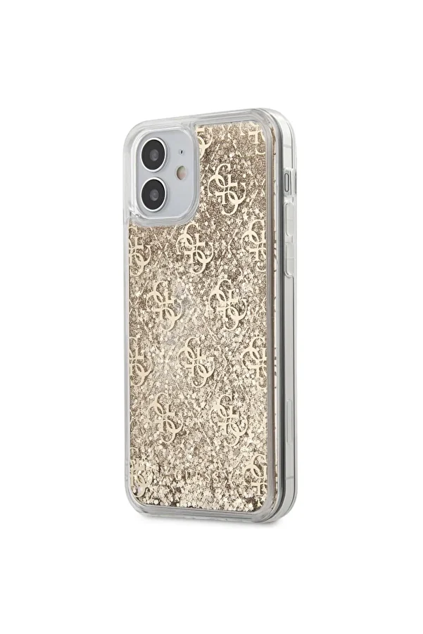 Guess-Husa de protectie Guess 4G Liquid Glitter pentru Apple iPhone 12 mini, Auriu 1