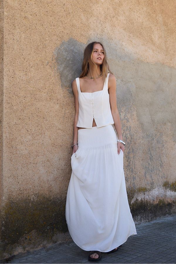 Stradivarius-Contrast flowing midi skirt 1