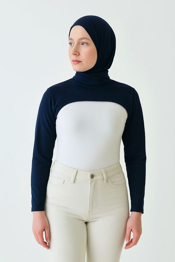 mirach-Mărime mare, elastic, guler vertical, cu guler, mâneci, lycra, bumbac, respirabil, confortabil, decolteu corector 1