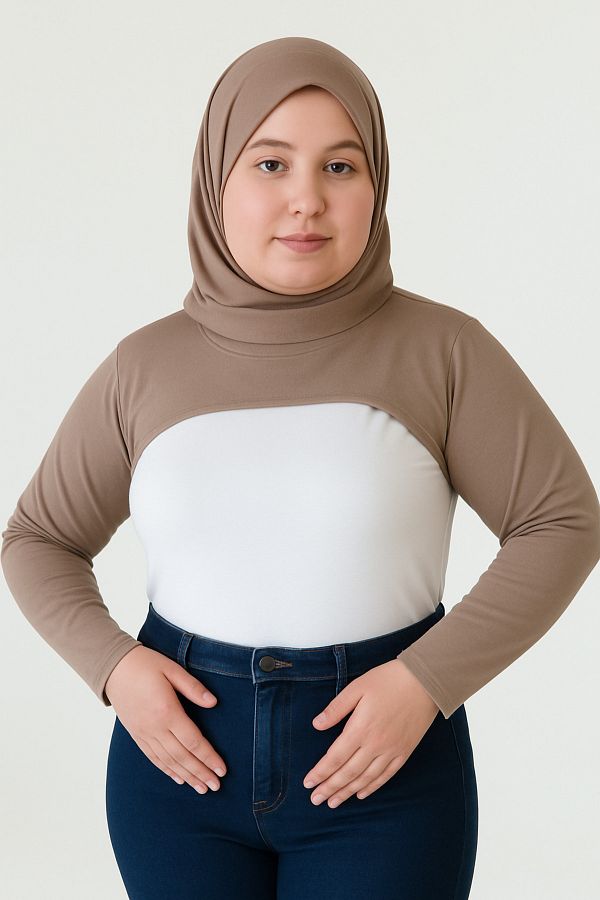 mirach-Mărime mare, elastic, guler vertical, cu guler, mâneci, lycra, bumbac, respirabil, confortabil, decolteu corector 1