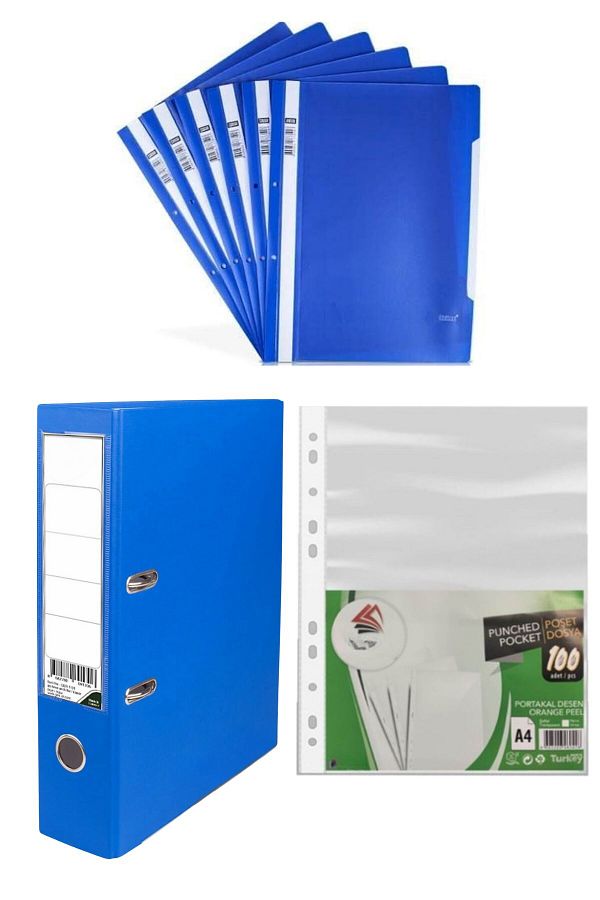 FİYPER-Blue Wire Binder Bag File Folder Set 1
