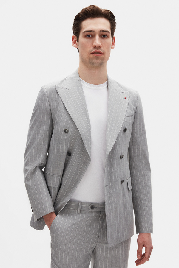 D'S Damat-Costum Ds Damat Regular Fit, gri cu dungi 1