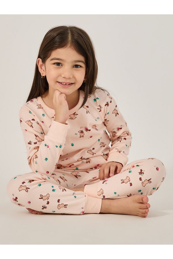 Styli-All-Over Print Round Neck T-Shirt and Pyjama Set 1