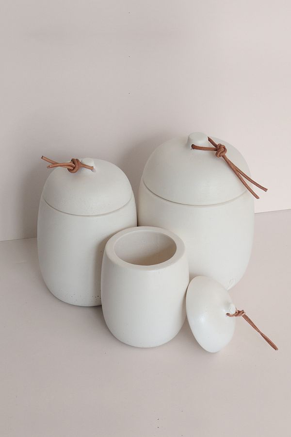Ghogol Home-Rome Set of 3 Concrete Jars - Salt, Coffee, Sugar, Tea, Spice Storage Container 1