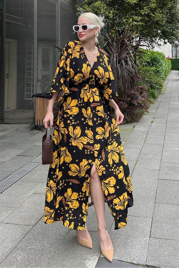 Madmext-Rochie de damă lungă cu decolteu în V cu model MG2076 1