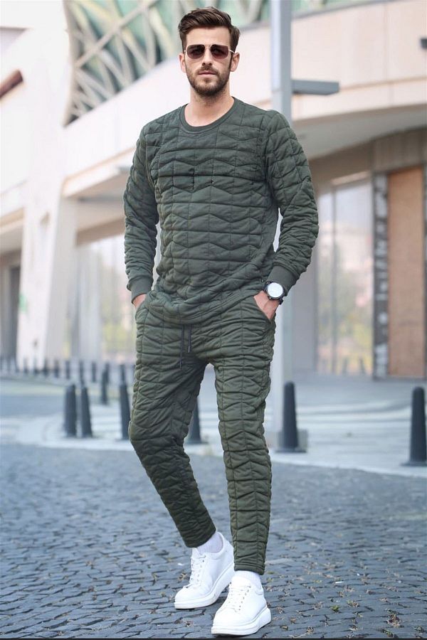 Madmext-Khaki steppelt mintás tréningruha szett 5907 1