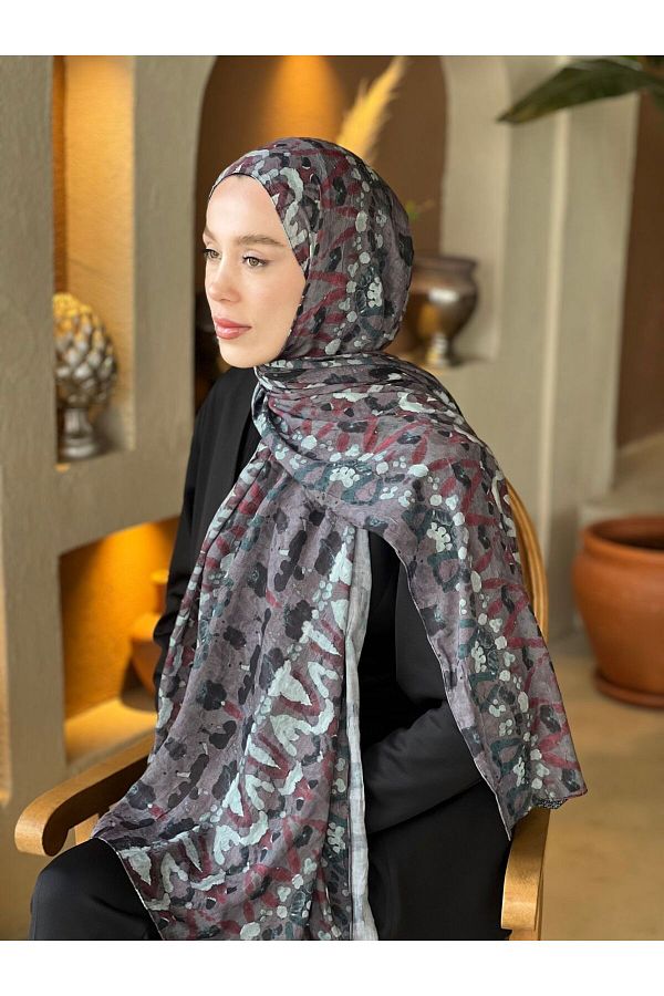 Modakaşmir-Abstract Zigzag Pattern Bamboo Shawl 1