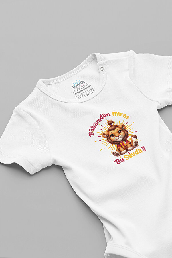 Overoz Babamdan Miras Bana Bu Sevda Yazılı Taraftar Bebek Body Çıtçıtlı Badi Zıbın Tulum 5627-2