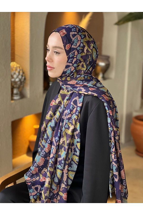Modakaşmir-Abstract Zigzag Pattern Bamboo Shawl 1